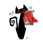 Gato negro feliz
